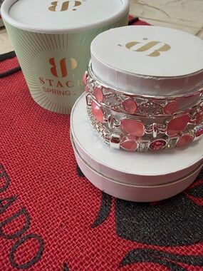 Stackable Pink Stone Bracelet Set by StackedBrand